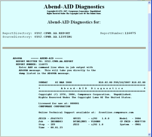 Abend-AID Diagnostic Report (Part 1)